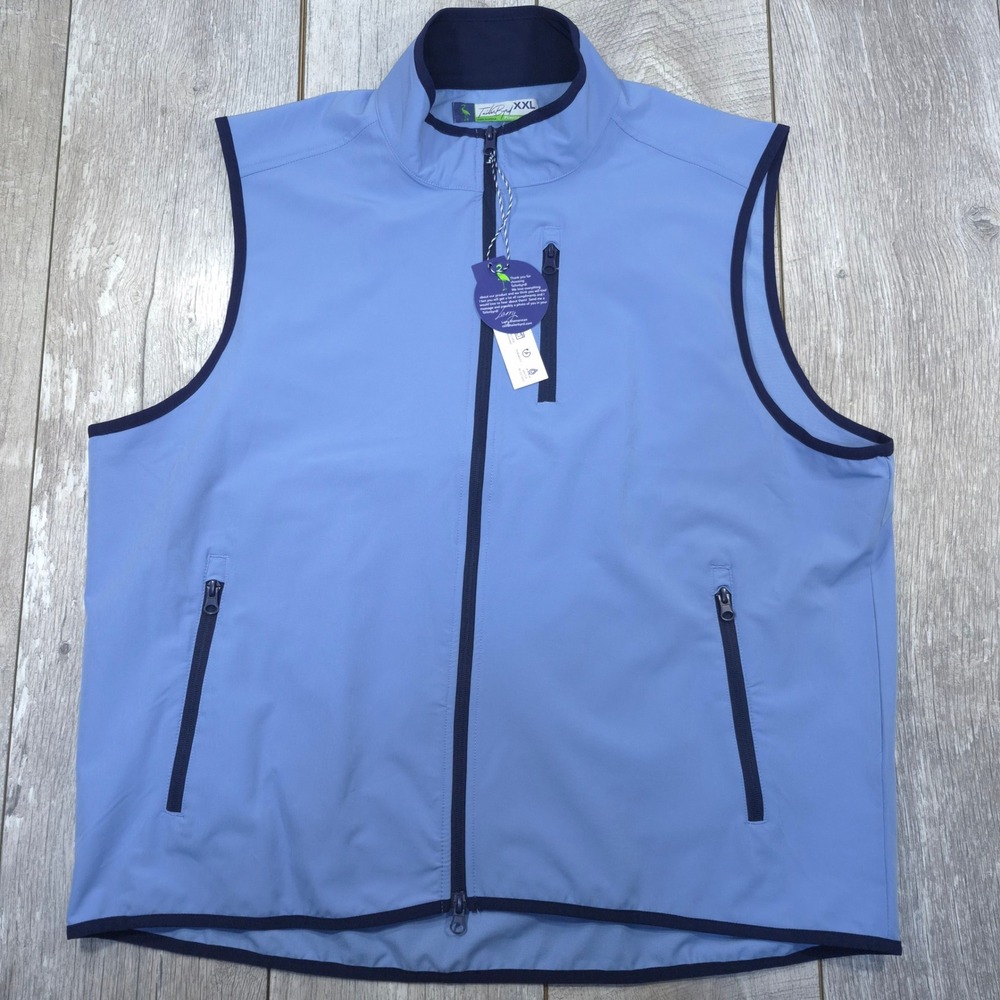 TailorByrd Performance Vest Mens XXL Blue Full Zip Water Resistant Stretch